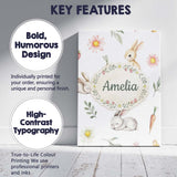 Personalised Name Bunny Rabbits with Custom Premium Decorative Design Modern Room Accent Canvas Wall Art Print Decor Picture Ready to Hang