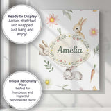 Personalised Name Bunny Rabbits with Custom Premium Decorative Design Modern Room Accent Canvas Wall Art Print Decor Picture Ready to Hang
