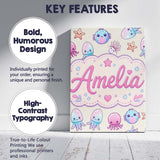 Personalised Name Kawaii Jellyfish Starfish Custom  Bespoke Interior Contemporary Canvas Wall Art Print Decor Picture Ready to Hang