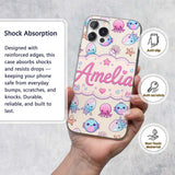 Kawaii Jellyfish Starfish and Sea Printed Design Custom Name Protective Phone Case Mobile Cover Durable Everyday Smartphone Shock Resistant