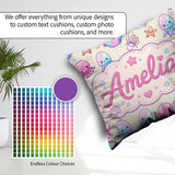 Custom Name Kawaii Jellyfish Starfish and Creatures Pastel Beige Square Filled Cushion Throw Pillow Sofa Bed Home Decor Zip Washable UK Made