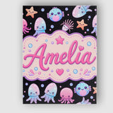 Personalised Name Kawaii Jellyfish Starfish Custom  Bespoke Interior Contemporary Canvas Wall Art Print Decor Picture Ready to Hang