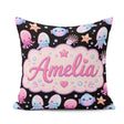 Custom Name Kawaii Jellyfish and Sea Creatures Black Background Square Filled Cushion Throw Pillow Sofa Bed Home Decor Zip Washable UK Made