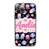 Kawaii Jellyfish Starfish and Cute Sea Creatures Custom Name Protective Phone Case Mobile Cover Durable Everyday Smartphone Shock Resistant