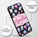 Kawaii Jellyfish Starfish and Cute Sea Creatures Custom Name Protective Phone Case Mobile Cover Durable Everyday Smartphone Shock Resistant