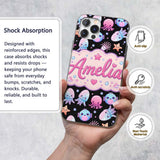 Kawaii Jellyfish Starfish and Cute Sea Creatures Custom Name Protective Phone Case Mobile Cover Durable Everyday Smartphone Shock Resistant