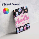 Personalised Name Kawaii Jellyfish Starfish Custom  Bespoke Interior Contemporary Canvas Wall Art Print Decor Picture Ready to Hang