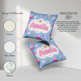 Custom Name Jellyfish Starfish and Cute Sea Creatures Soft Blue Square Filled Cushion Throw Pillow Sofa Bed Home Decor Zip Washable UK Made