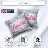 Custom Name Jellyfish Starfish and Sea Creatures Mint Background Square Filled Cushion Throw Pillow Sofa Bed Home Decor Zip Washable UK Made