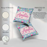 Custom Name Jellyfish Starfish and Sea Creatures Mint Background Square Filled Cushion Throw Pillow Sofa Bed Home Decor Zip Washable UK Made
