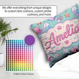 Custom Name Jellyfish Starfish and Sea Creatures Mint Background Square Filled Cushion Throw Pillow Sofa Bed Home Decor Zip Washable UK Made