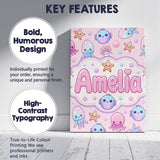 Personalised Name Jellyfish Starfish and Custom  Unique Gift Idea Elegant Feature Canvas Wall Art Print Decor Picture Ready to Hang