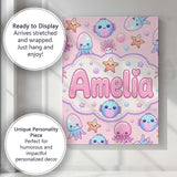 Personalised Name Jellyfish Starfish and Custom  Unique Gift Idea Elegant Feature Canvas Wall Art Print Decor Picture Ready to Hang