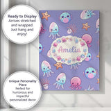 Personalised Name Jellyfish Starfish and Custom  Unique Gift Idea Elegant Feature Canvas Wall Art Print Decor Picture Ready to Hang