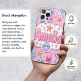 Kawaii Jellyfish Starfish and Cute Sea Creatures Custom Name Protective Phone Case Mobile Cover Durable Everyday Smartphone Shock Resistant
