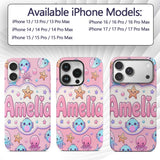 Kawaii Jellyfish Starfish and Cute Sea Creatures Custom Name Protective Phone Case Mobile Cover Durable Everyday Smartphone Shock Resistant