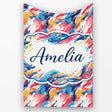 Modern Fluid Marble Teal Red Cream Abstract Pattern Cute Unique Gift  Personalised Custom Name Super Soft Fleece Blanket Bed Sofa Throw