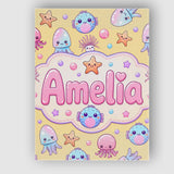 Personalised Name Jellyfish Starfish and Custom  Unique Gift Idea Elegant Feature Canvas Wall Art Print Decor Picture Ready to Hang