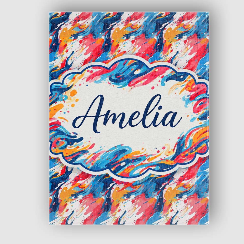 Personalised Name Modern Fluid Marble Teal Red Cream Abstract Custom Contemporary Display Canvas Wall Art Print Decor Picture Ready to Hang