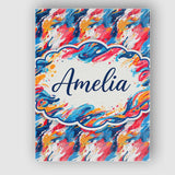 Personalised Name Modern Fluid Marble Teal Red Cream Abstract Custom Contemporary Display Canvas Wall Art Print Decor Picture Ready to Hang