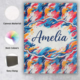Personalised Name Modern Fluid Marble Teal Red Cream Abstract Custom Contemporary Display Canvas Wall Art Print Decor Picture Ready to Hang