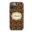 Rich Vintage Strawberries Leaves and Blossoms on Custom Name Protective Phone Case Mobile Cover Durable Everyday Smartphone Shock Resistant