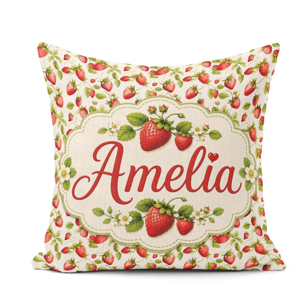 Custom Name Fresh and Green Leaves on Light Background Seamless Square Filled Cushion Throw Pillow Sofa Bed Home Decor Zip Washable UK Made