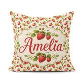 Custom Name Fresh and Green Leaves on Light Background Seamless Square Filled Cushion Throw Pillow Sofa Bed Home Decor Zip Washable UK Made