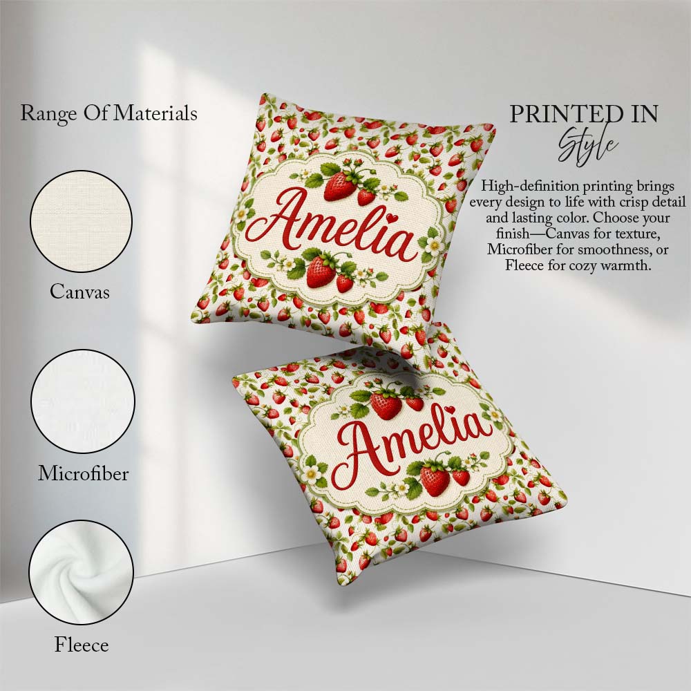 Custom Name Fresh and Green Leaves on Light Background Seamless Square Filled Cushion Throw Pillow Sofa Bed Home Decor Zip Washable UK Made