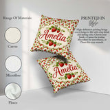 Custom Name Fresh and Green Leaves on Light Background Seamless Square Filled Cushion Throw Pillow Sofa Bed Home Decor Zip Washable UK Made