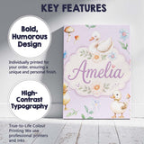 Personalised Name Cute Swan Ducklings Custom Modern Room Accent Creative Decorator Style Canvas Wall Art Print Decor Picture Ready to Hang
