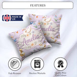 Custom Name Cute Swan Ducklings Mushrooms and on Soft Lavender Square Filled Cushion Throw Pillow Sofa Bed Home Decor Zip Washable UK Made