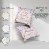 Custom Name Cute Swan Ducklings Mushrooms and on Soft Lavender Square Filled Cushion Throw Pillow Sofa Bed Home Decor Zip Washable UK Made
