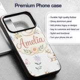 Cute Swan Ducklings Mushrooms and Flowers on Custom Name Protective Phone Case Mobile Cover Durable Everyday Smartphone Shock Resistant