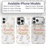 Cute Swan Ducklings Mushrooms and Flowers on Custom Name Protective Phone Case Mobile Cover Durable Everyday Smartphone Shock Resistant