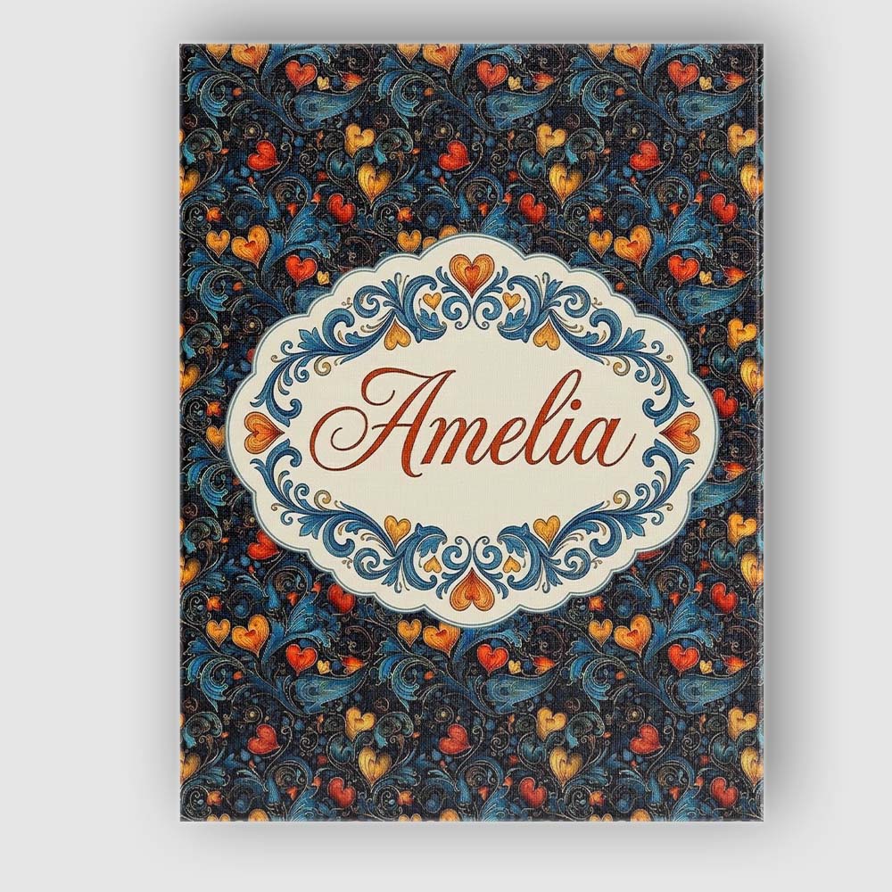 Personalised Name Elegant Dark Floral Custom Modern Room Accent Creative Decorator Style Canvas Wall Art Print Decor Picture Ready to Hang