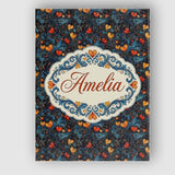 Personalised Name Elegant Dark Floral Custom Modern Room Accent Creative Decorator Style Canvas Wall Art Print Decor Picture Ready to Hang