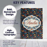 Personalised Name Elegant Dark Floral Custom Modern Room Accent Creative Decorator Style Canvas Wall Art Print Decor Picture Ready to Hang