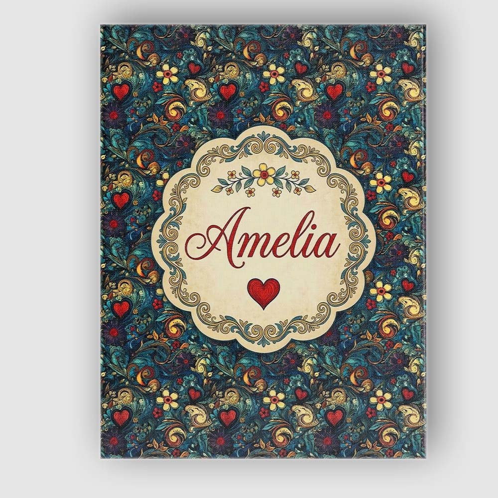 Personalised Name Ornate Floral Swirl Custom Modern Room Accent Creative Decorator Style Canvas Wall Art Print Decor Picture Ready to Hang