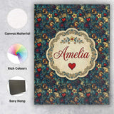 Personalised Name Ornate Floral Swirl Custom Modern Room Accent Creative Decorator Style Canvas Wall Art Print Decor Picture Ready to Hang