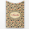 Grunge Gothic Heart and Red Accent Ornamental Seamless Pattern  Personalised Custom Name Super Soft Fleece Blanket Bed Sofa Throw