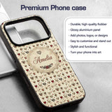 Elegant Vintage Hanging Heart and Floral Vine Custom Name Protective Phone Case Mobile Cover Durable Everyday Smartphone Shock Resistant