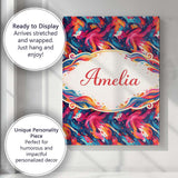 Personalised Name High Contrast Marble Swirl Red Black White Abstract Custom Home Unique Canvas Wall Art Print Decor Picture Ready to Hang