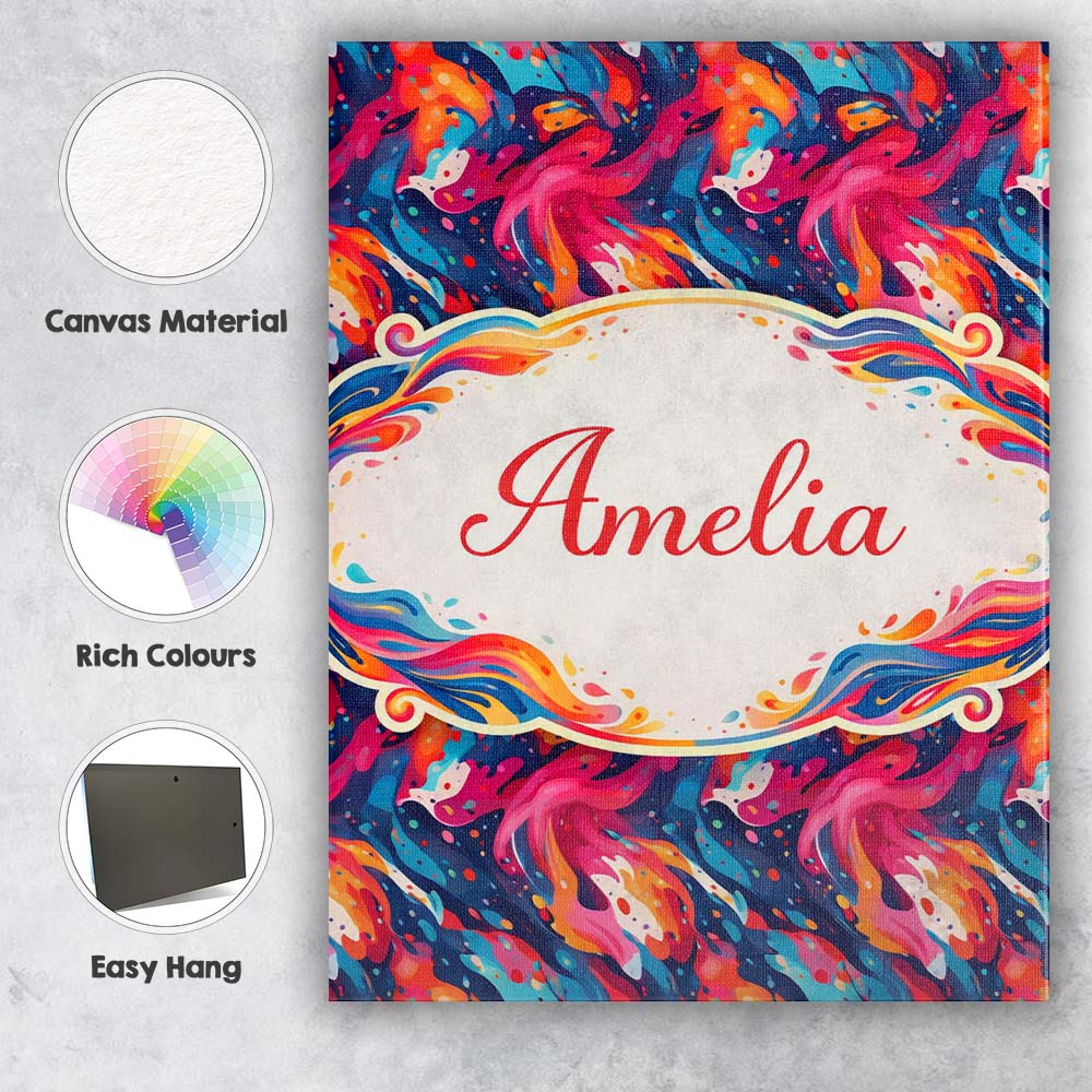 Personalised Name High Contrast Marble Swirl Red Black White Abstract Custom Home Unique Canvas Wall Art Print Decor Picture Ready to Hang