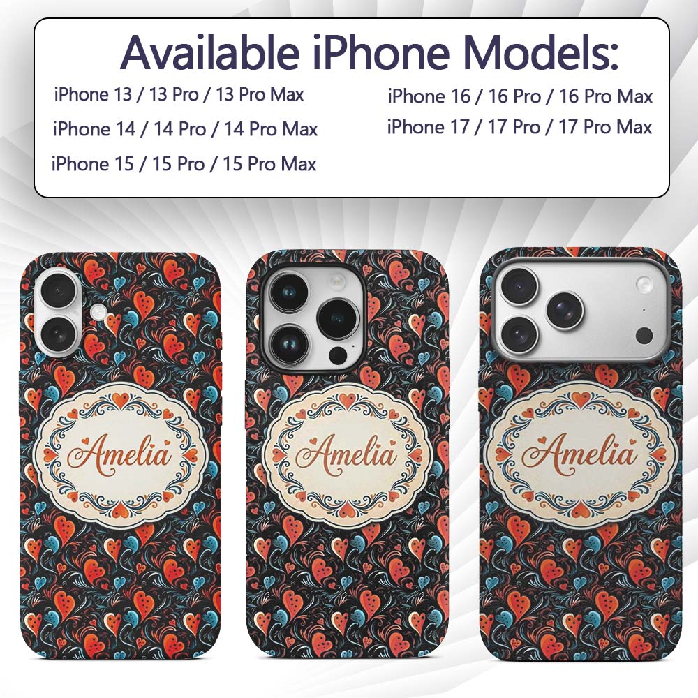 Bold Abstract Orange and Blue Printed Design Custom Name Protective Phone Case Mobile Cover Durable Everyday Smartphone Shock Resistant