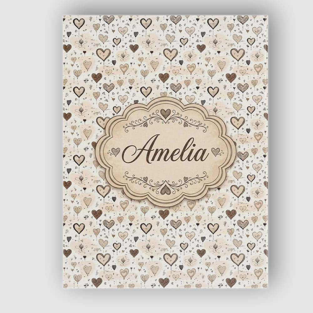 Personalised Name Minimal Neutral Heart and Custom  Bespoke Interior Contemporary Canvas Wall Art Print Decor Picture Ready to Hang
