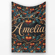 Luxurious Ornate Floral Heart Baroque Style Seamless Pattern Lovely  Personalised Custom Name Super Soft Fleece Blanket Bed Sofa Throw