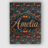 Personalised Name Luxurious Ornate Floral Custom  Unique Gift Idea Elegant Feature Canvas Wall Art Print Decor Picture Ready to Hang