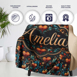Luxurious Ornate Floral Heart Baroque Style Seamless Pattern Lovely  Personalised Custom Name Super Soft Fleece Blanket Bed Sofa Throw