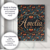 Personalised Name Luxurious Ornate Floral Custom  Unique Gift Idea Elegant Feature Canvas Wall Art Print Decor Picture Ready to Hang